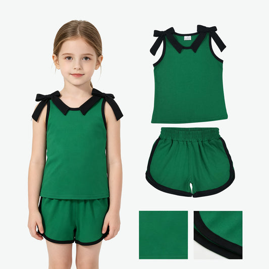 GSSO3825  green black cotton sports  girl outfit shorts 202608 RTS
