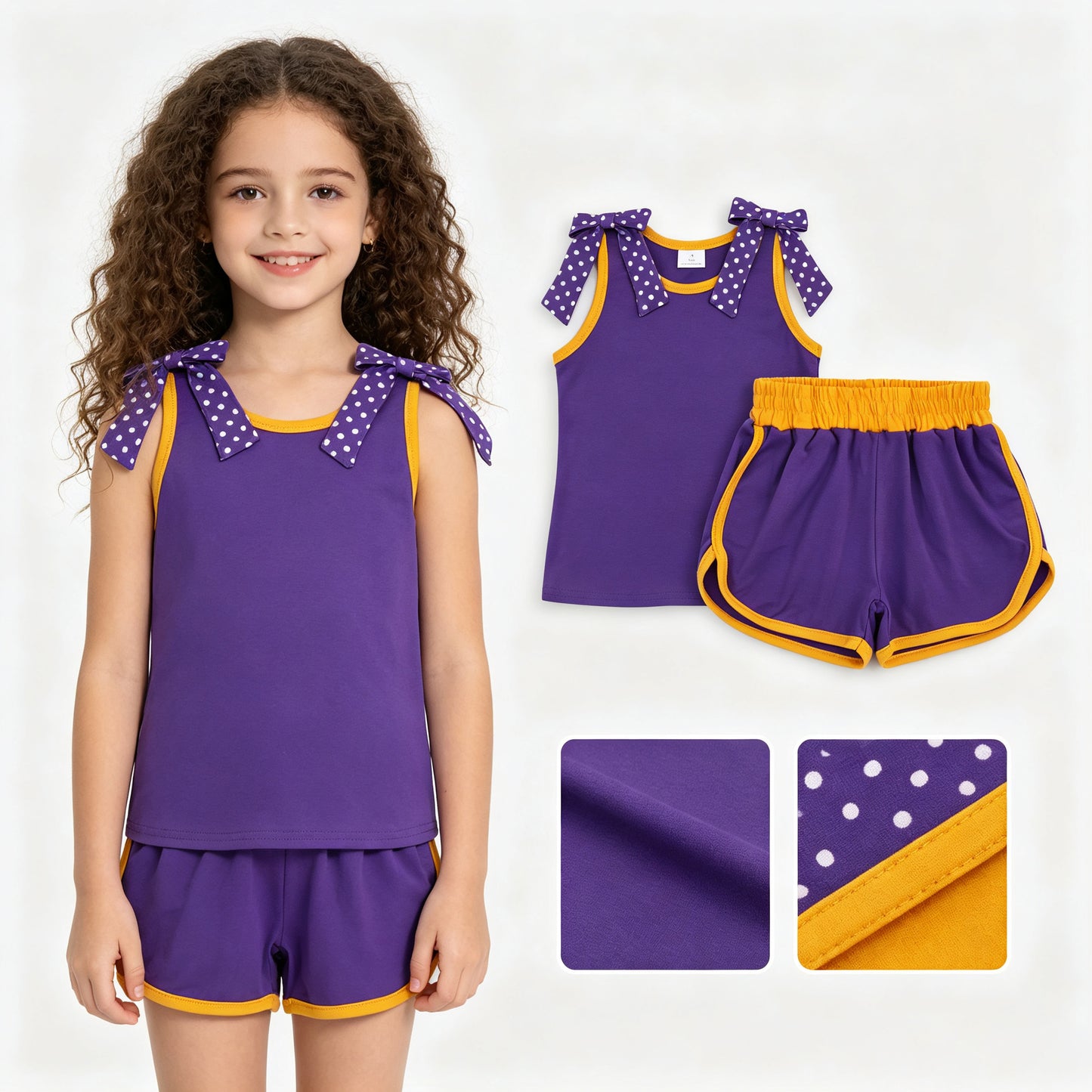GSSO3826 purple cotton sports  girl outfit shorts 202608 RTS