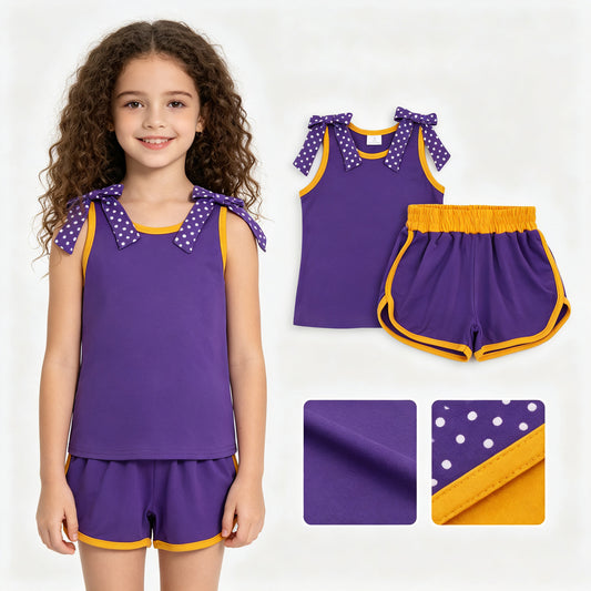 GSSO3826 purple cotton sports  girl outfit shorts 202608 RTS