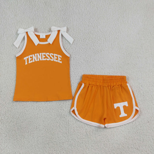 GSSO3829 NO MOQ T tennessee cotton vinyl sports  girl outfit shorts   202608 RTS