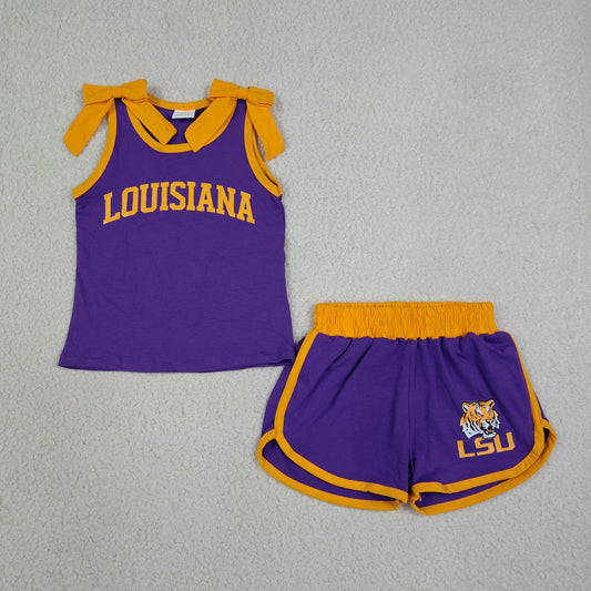 GSSO3832 NO MOQ  Louisiana cotton vinyl sports  girl outfit Shorts 202608 RTS