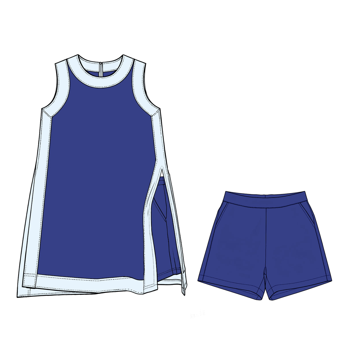 Pre-order GSSO3843 yoga solid cotton dress with shorts girl outfit set