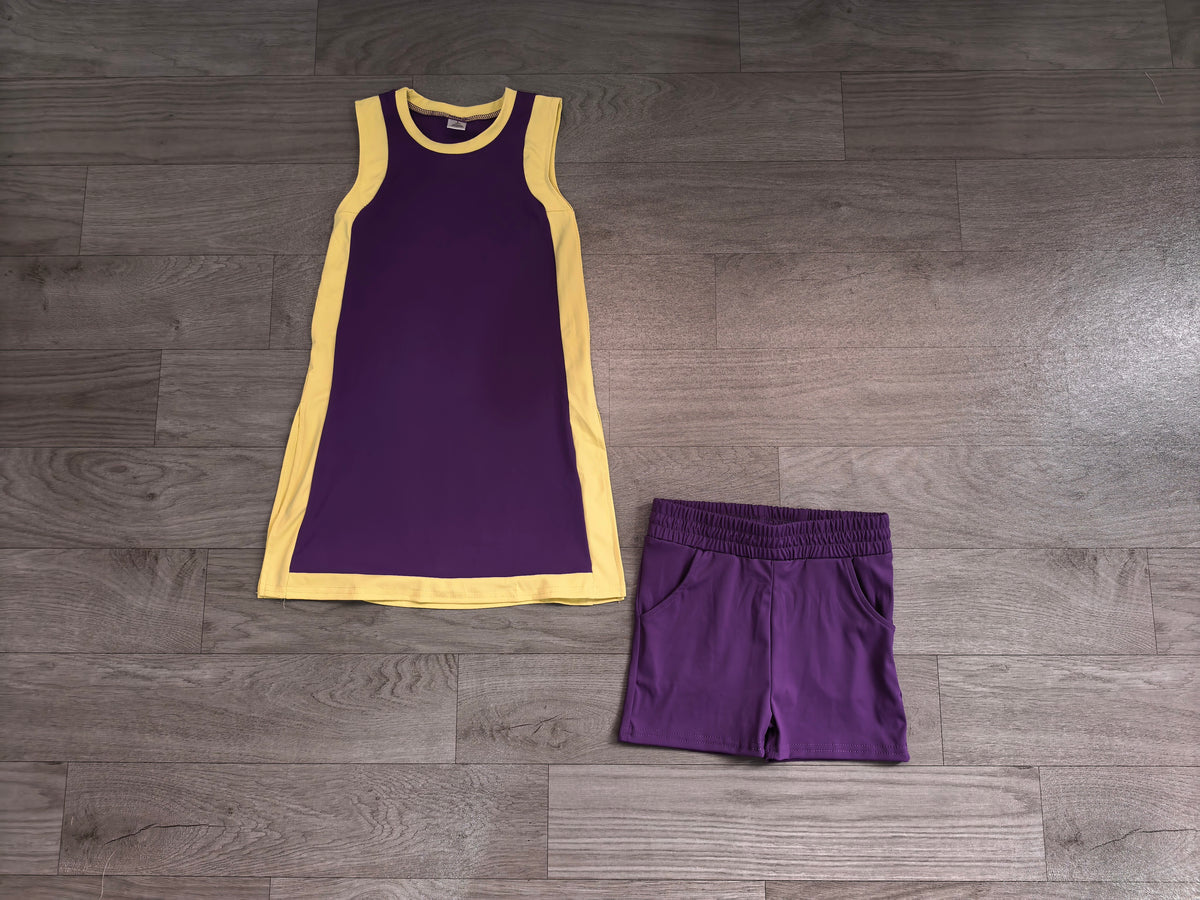 NO MOQ Sample-Real Pics preorder GSSO3844 purple YOGA girl shorts outfit 202609