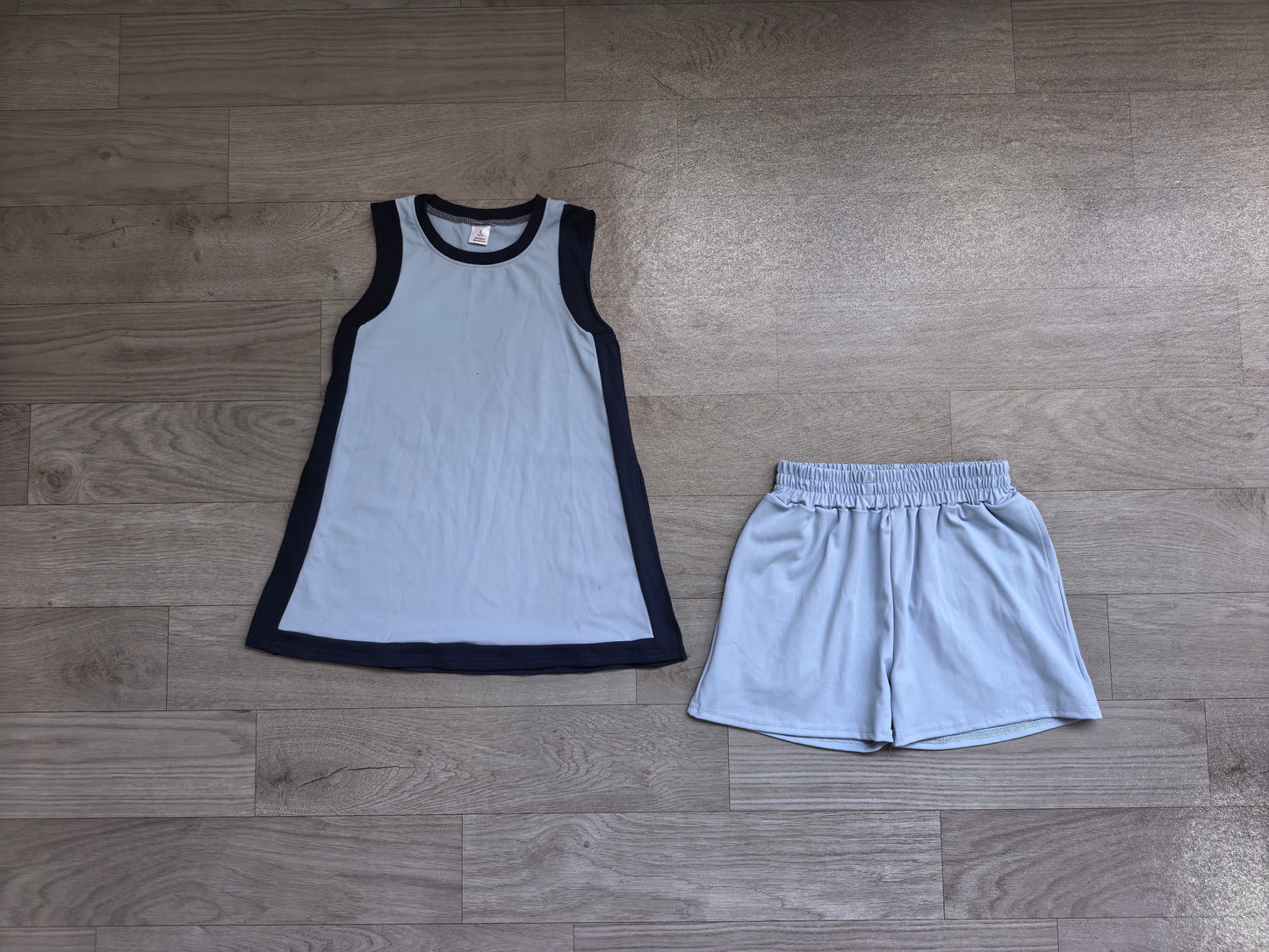 NO MOQ Sample-Real Pics preorder GSSO3847 light blue YOGA girl shorts outfit 202609