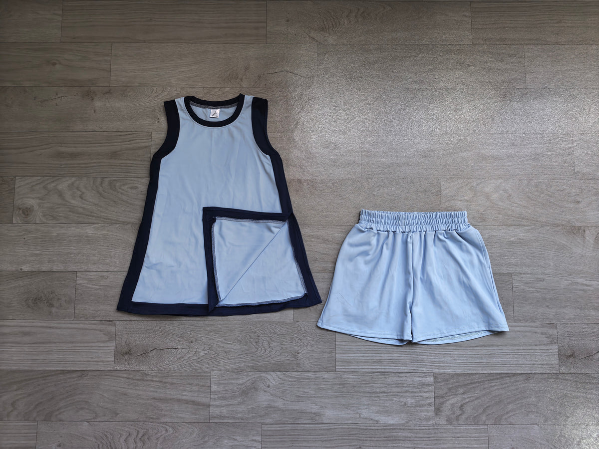 NO MOQ Sample-Real Pics preorder GSSO3847 light blue YOGA girl shorts outfit 202609