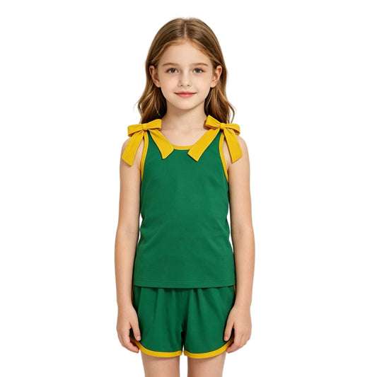 RTS GSSO3850 Solid Color Girls Sleeveless Top Shorts casual outfit 202608