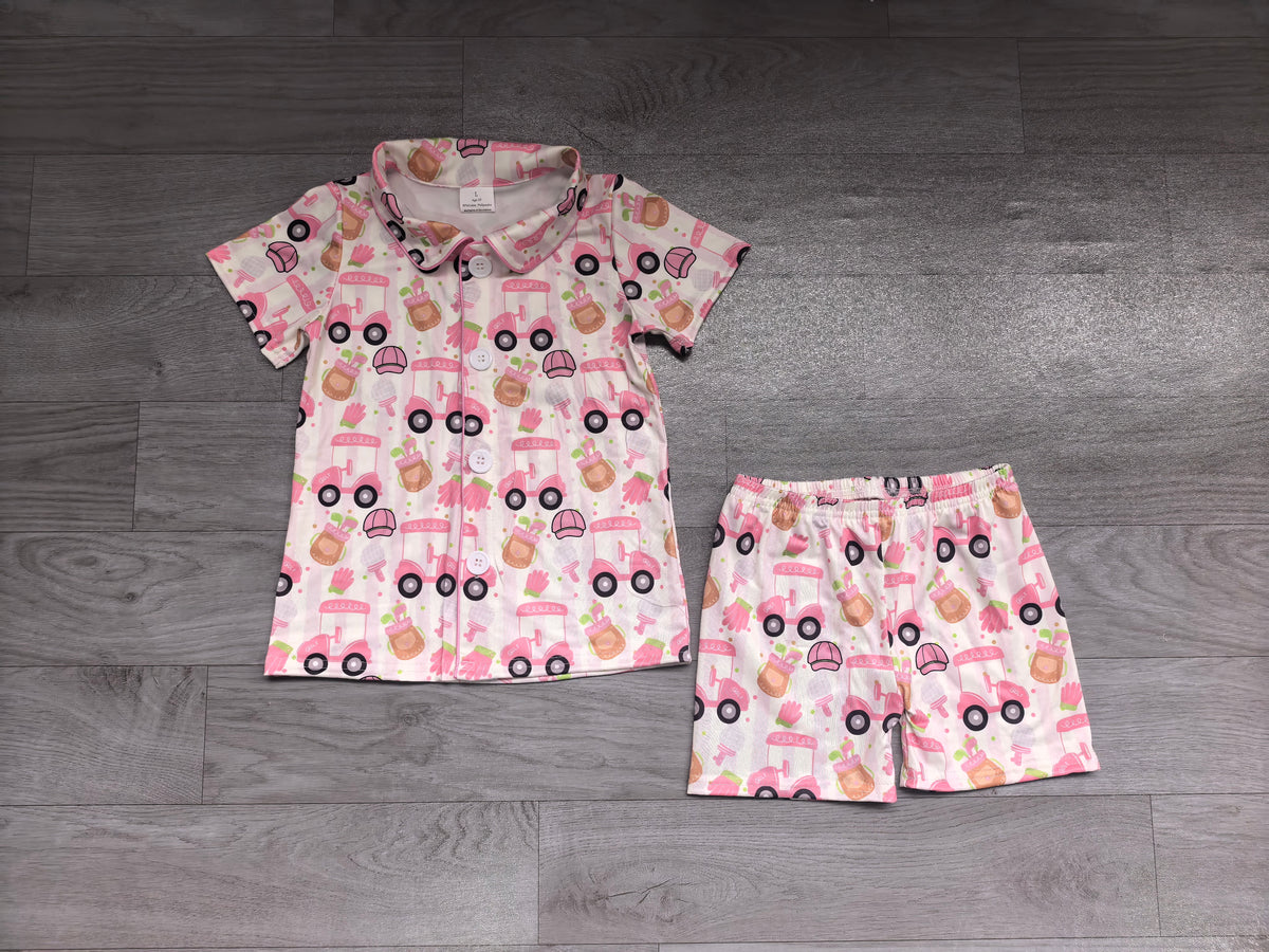 Sample-Real Pics GSSO3868 Baby Girl Clothes Heart Floral Print Short Sleeve Top And Short Set