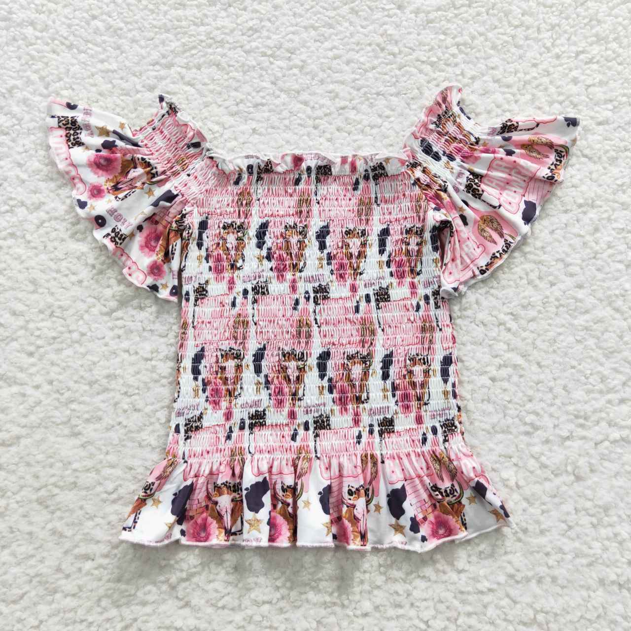 GT0183 western cow girl short sleeve girl shirt top 20230711 RTS