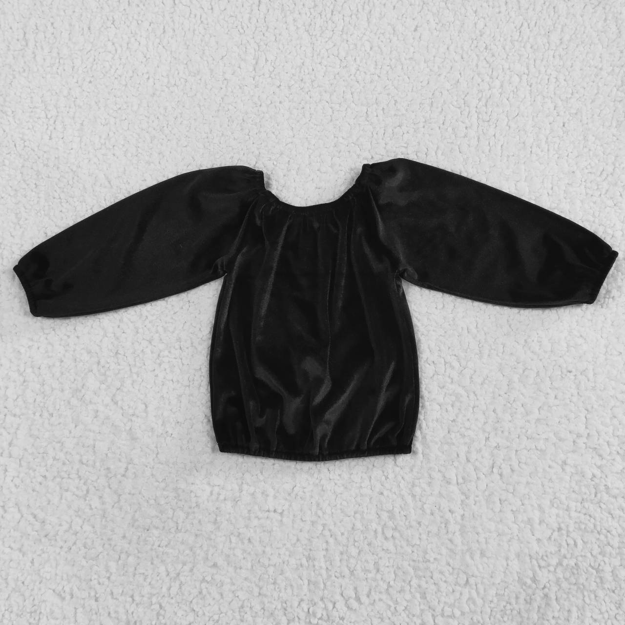 GT0198 velvet long sleeve black top girl shirt 20230704m RTS