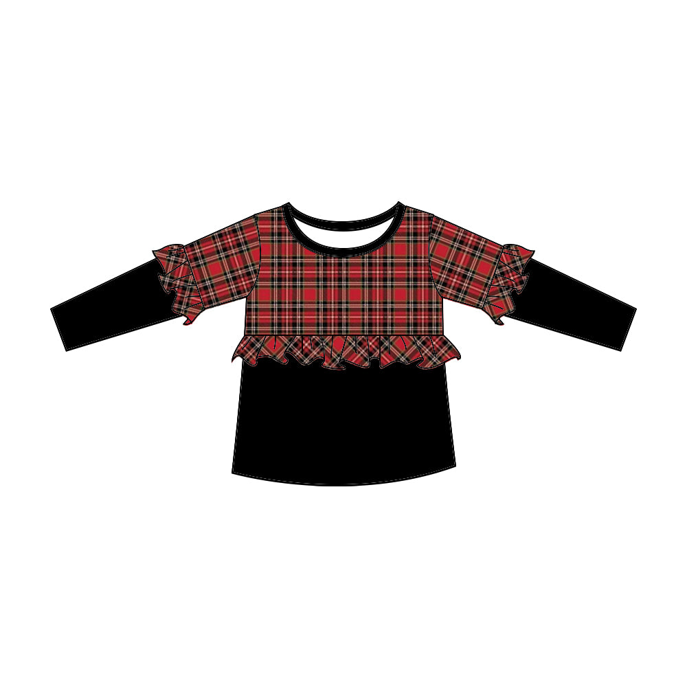 GT0211 western top tee Christmas plaid girl t-shirt  preorder 20230609