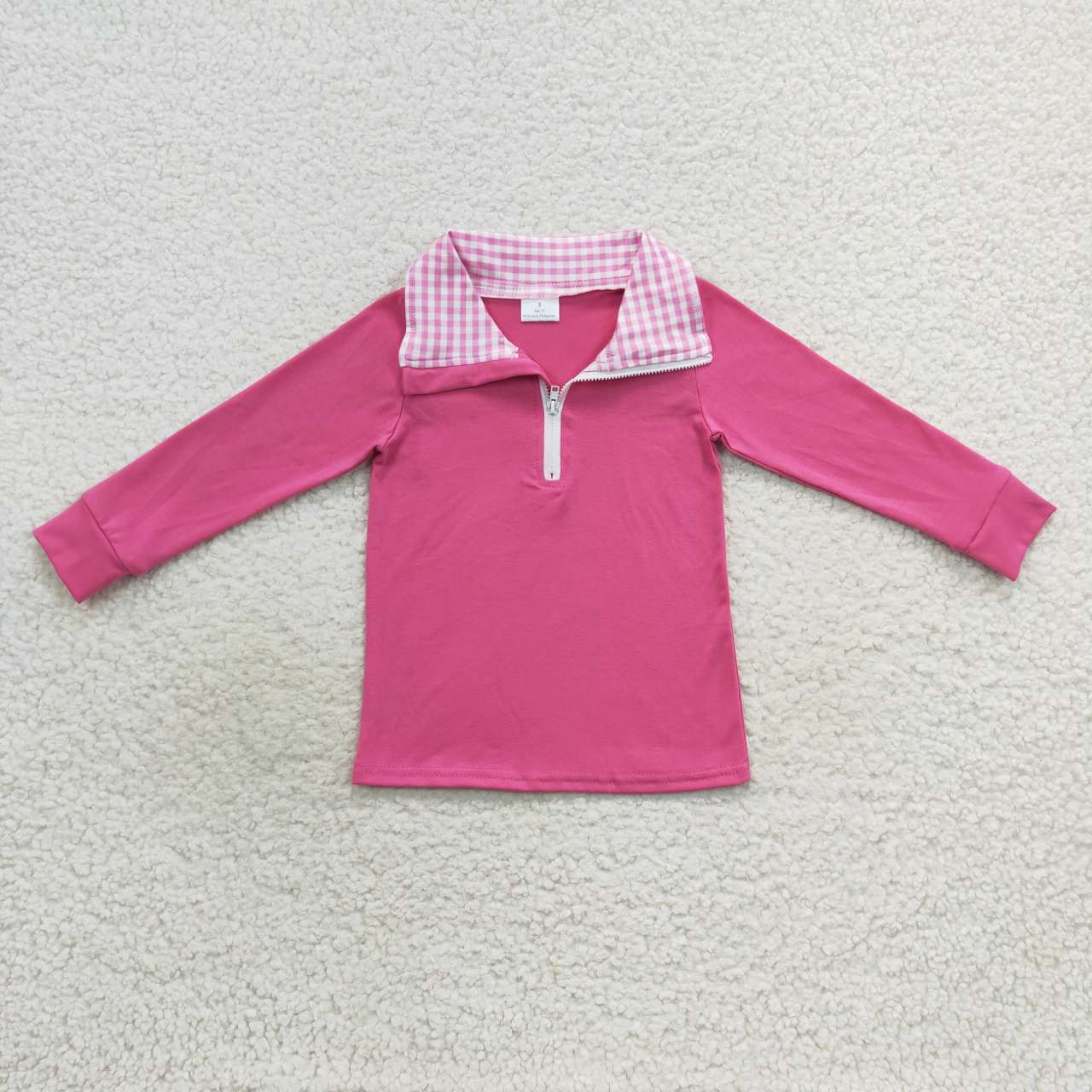 GT0276  long sleeve cotton pink pullover zipper top 202412 RTS