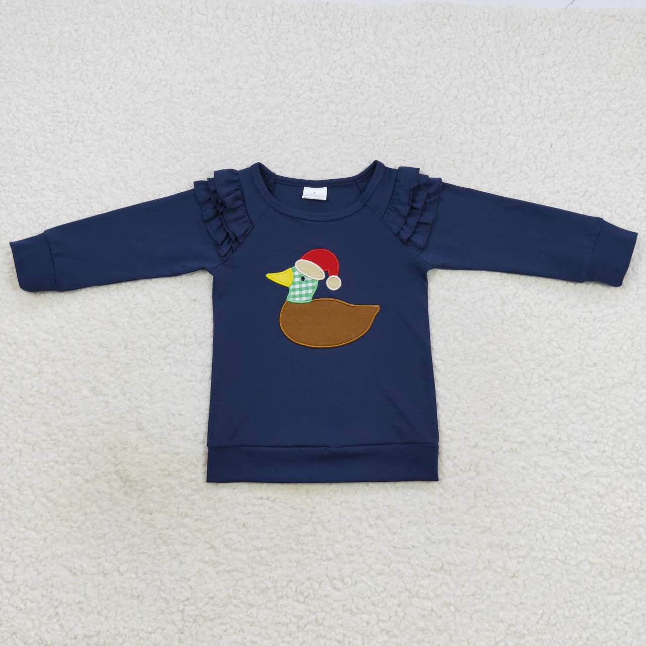 GT0281 RTS long sleeve embroidery duck pullover blue girl top 20230905