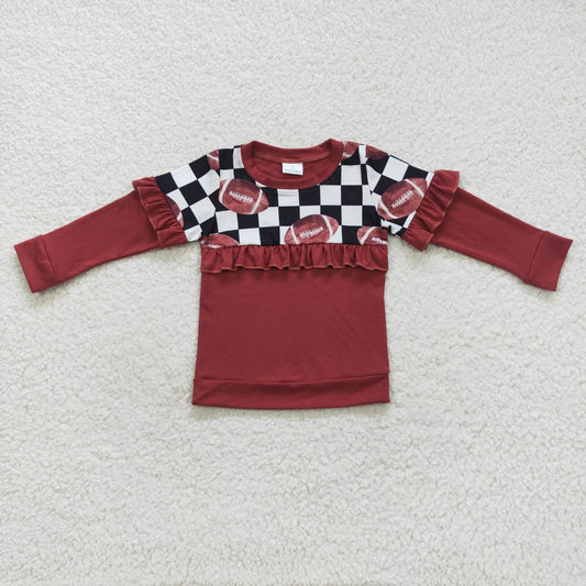 GT0300 RTS long sleeve brown checkerboard football girl pullover zipper top 20231005