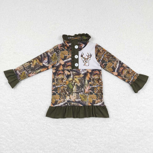 GT0311 RTS Christmas deer camo zip girl long sleeve coat pullover top 20231018