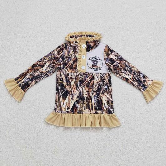 GT0313 dog camo zip girl long sleeve coat pullover top 20231007 RTS