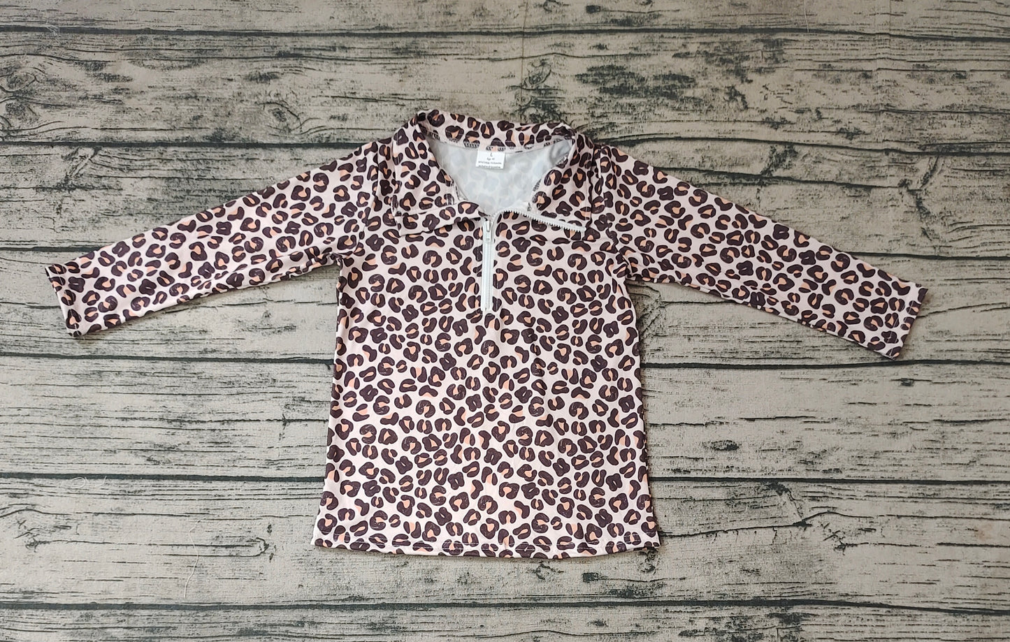 GT0361 RTS western zip leopard girl long sleeve coat pullover top 20231024 RTS