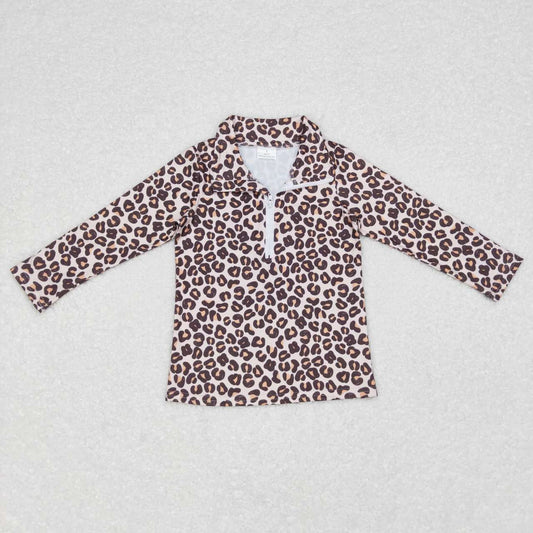 GT0361 RTS western zip leopard girl long sleeve coat pullover top 20231024 RTS