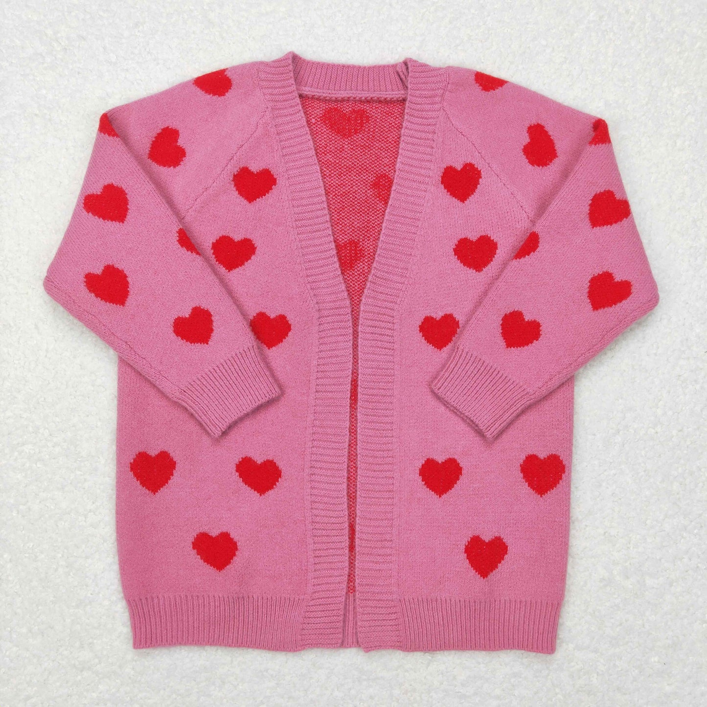 GT0372 hot pink love valentine V-neck pocket cardigan thicker sweater RTS 20231114