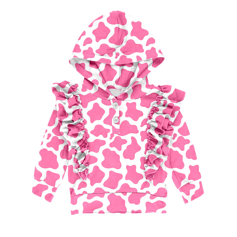 GT0381 cow pink  long sleeve hoodie girl pullover top 20231019 preorder