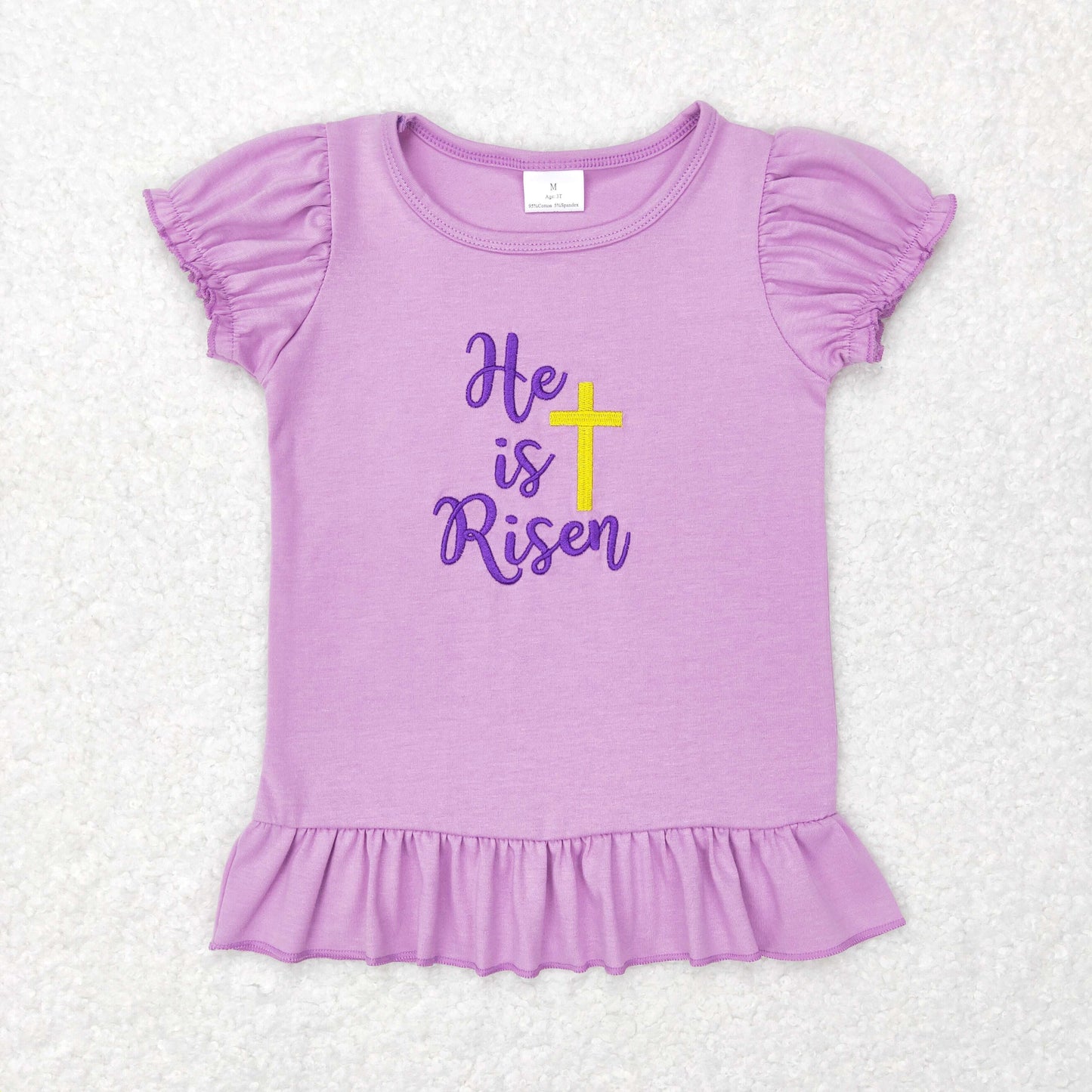 GT0393 bunny he is risen Easter egg top tee girl  t-shirt  RTS 20231121