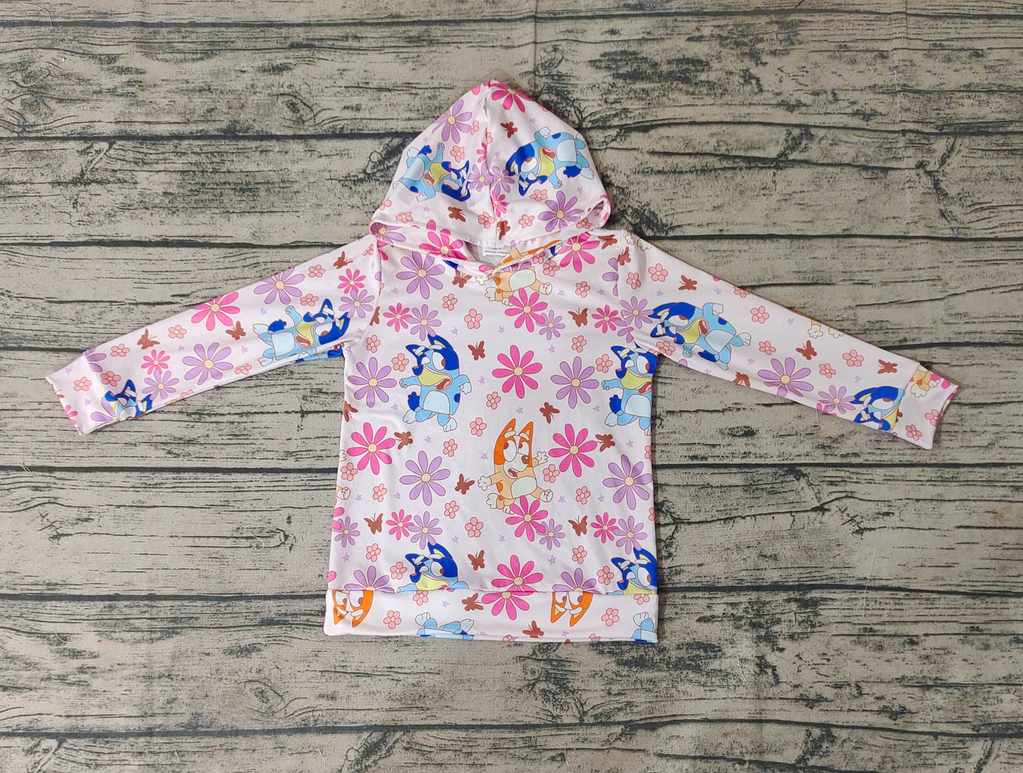 GT0395 RTS bluey dog cartoon flower long sleeve boy hoodie top coat pullover