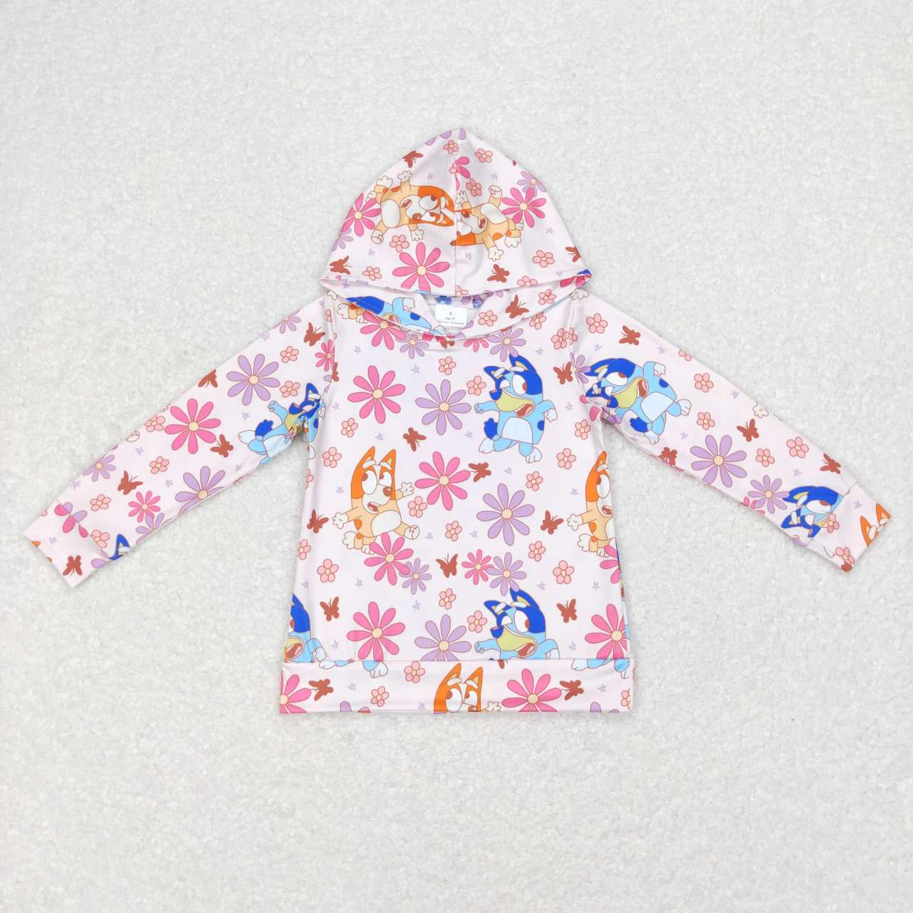 GT0395 RTS bluey dog cartoon flower long sleeve boy hoodie top coat pullover