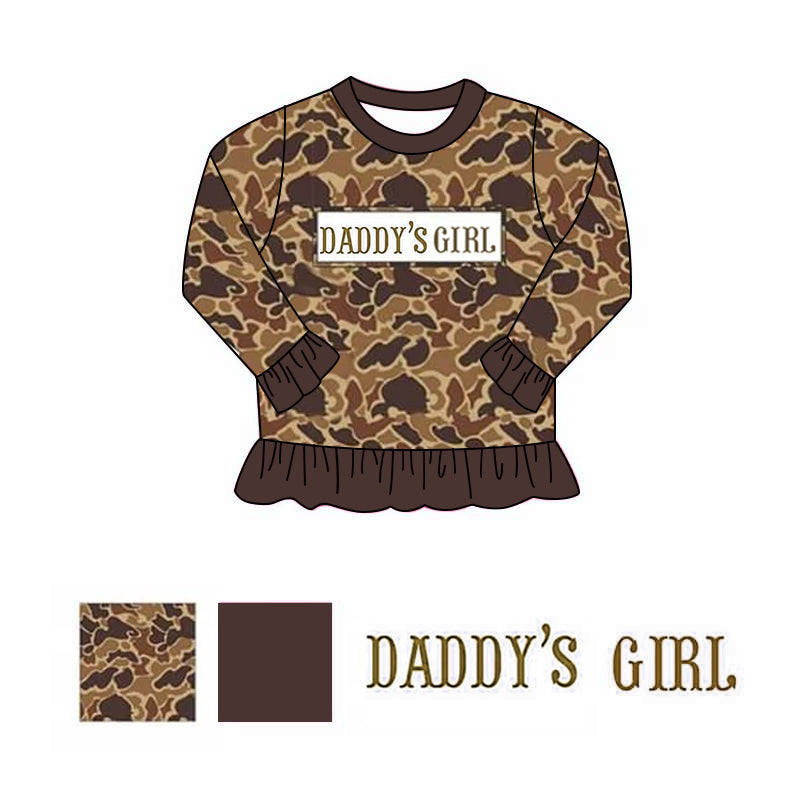 GT0404 RTS camo embroidery daddy girl top girl shirt 202312