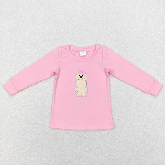 GT0408  long sleeve embroidery dog top girl shirt 202312 RTS