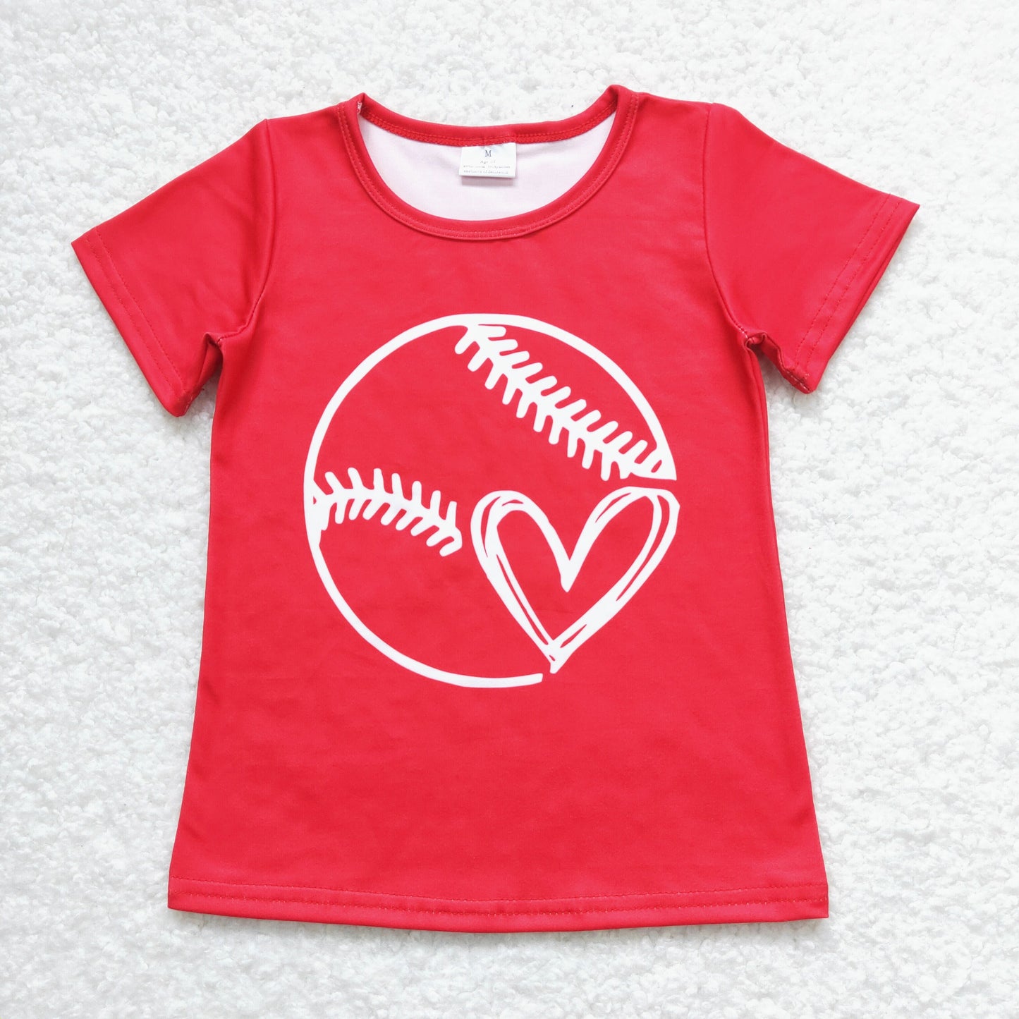 GT0430 red top tee love baseball boy girl t-shirt  RTS 202403