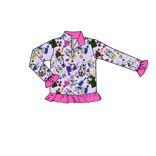 GT0596 bluey dog zip top button girl shirt 202405 preorder