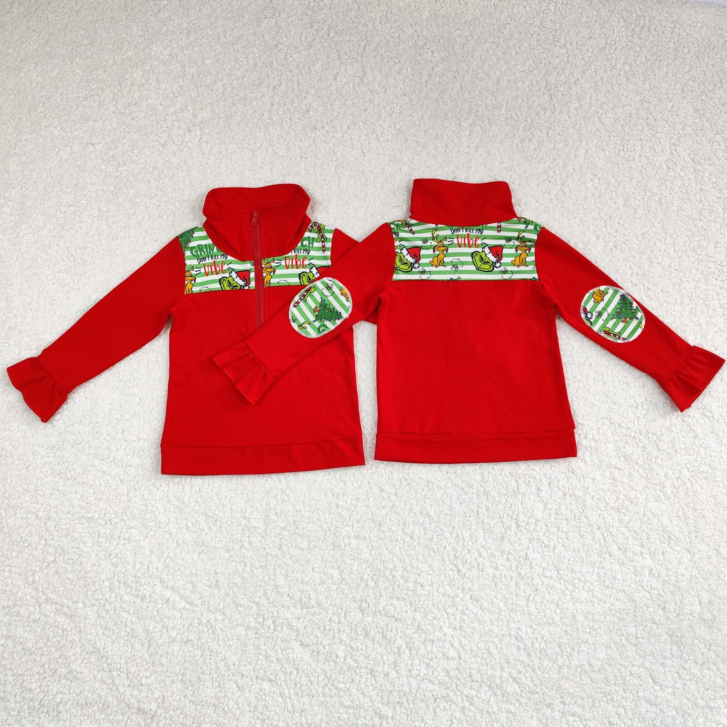 GT0611  western grinch zipper girl shirts top 202406 RTS Sibling