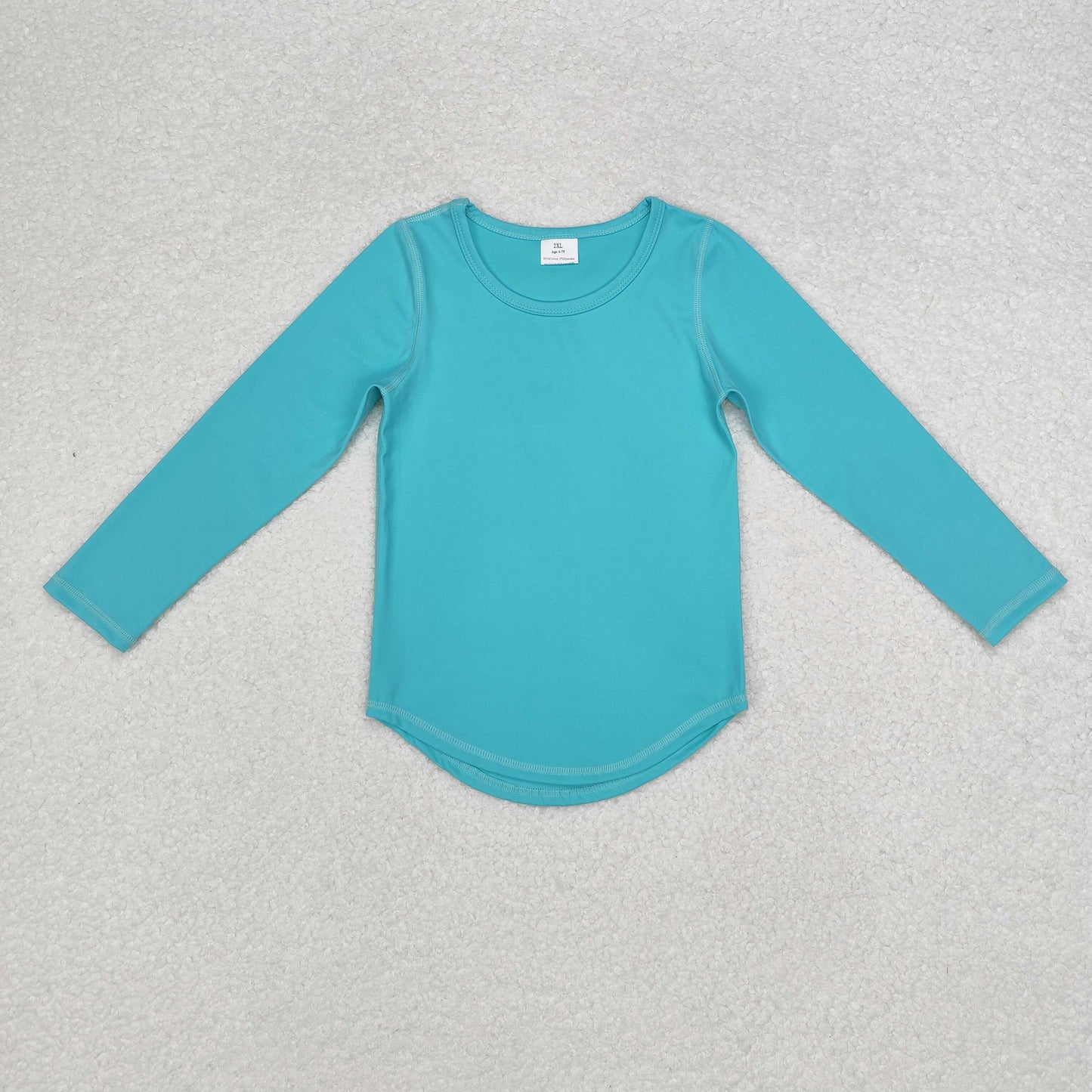 GT0644 yoga blue solid cotton girl shirts top 202409 RTS