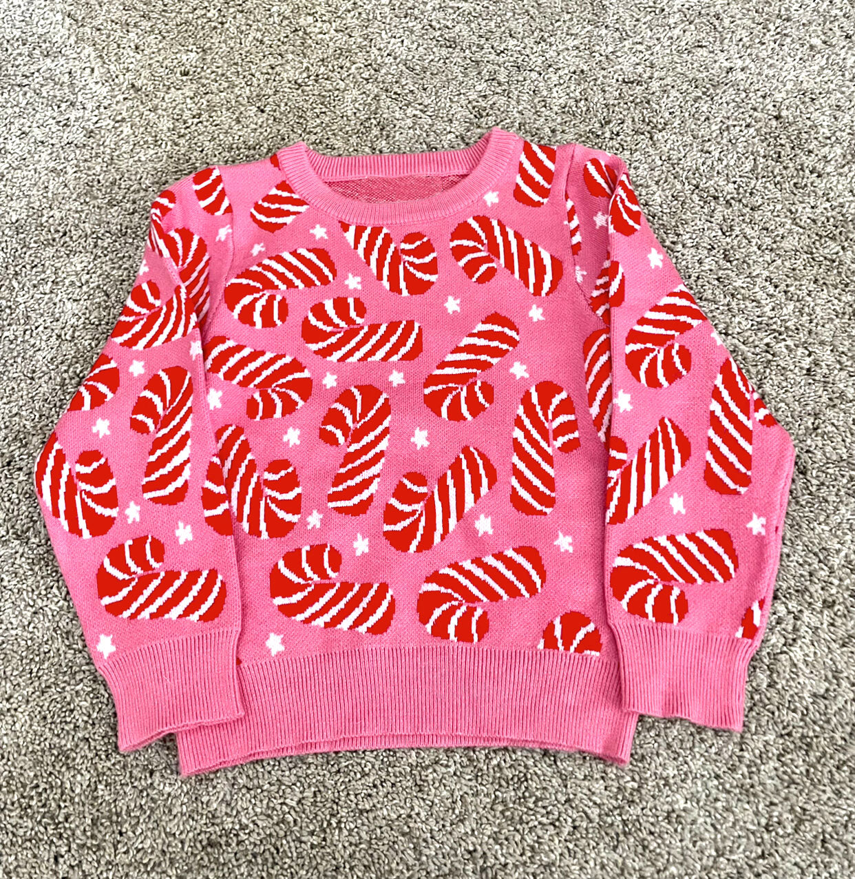 Christmas cane pink sweater GT0665  bamboo girl shirts top 202409 RTS