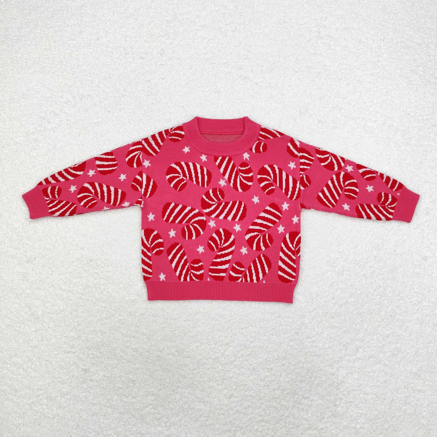 Christmas cane pink sweater GT0665  bamboo girl shirts top 202409 RTS