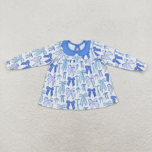 blue bow GT0666  girl shirts top 202407 RTS