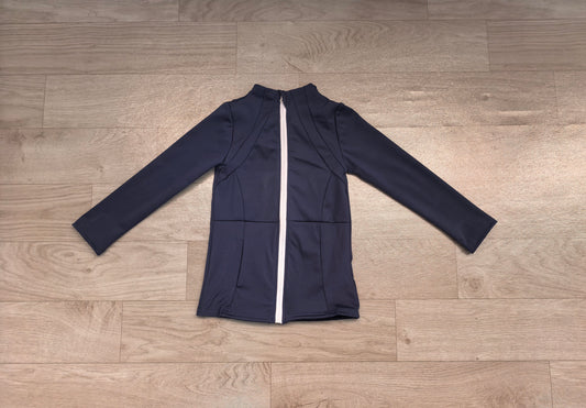 Sample-Real Pics GT0677 Baby Girl Clothes Solid Navy Full Zip Long Sleeve Rash Guard