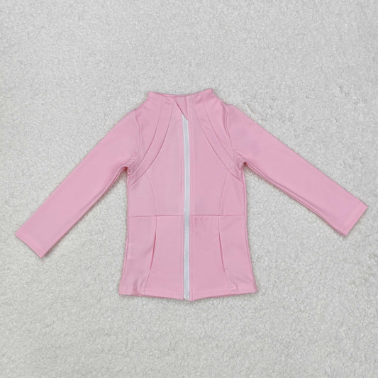 kids yoga light pink zipper pockets GT0683 long sleeve top sweater girl top yoga clothes 202412