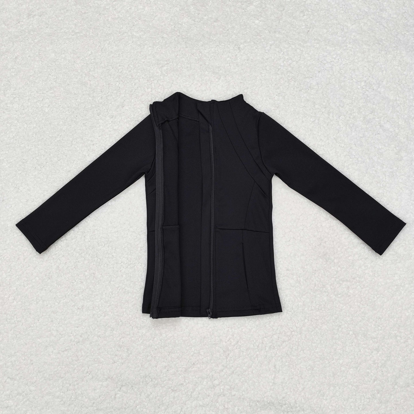 kids yoga black zipper pockets GT0685 long sleeve top girl top yoga clothes 202407 RTS