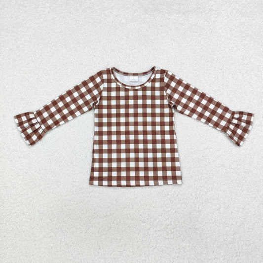 GT0738  plaid  girl ruffle top deer  T-shirt top 202410 RTS