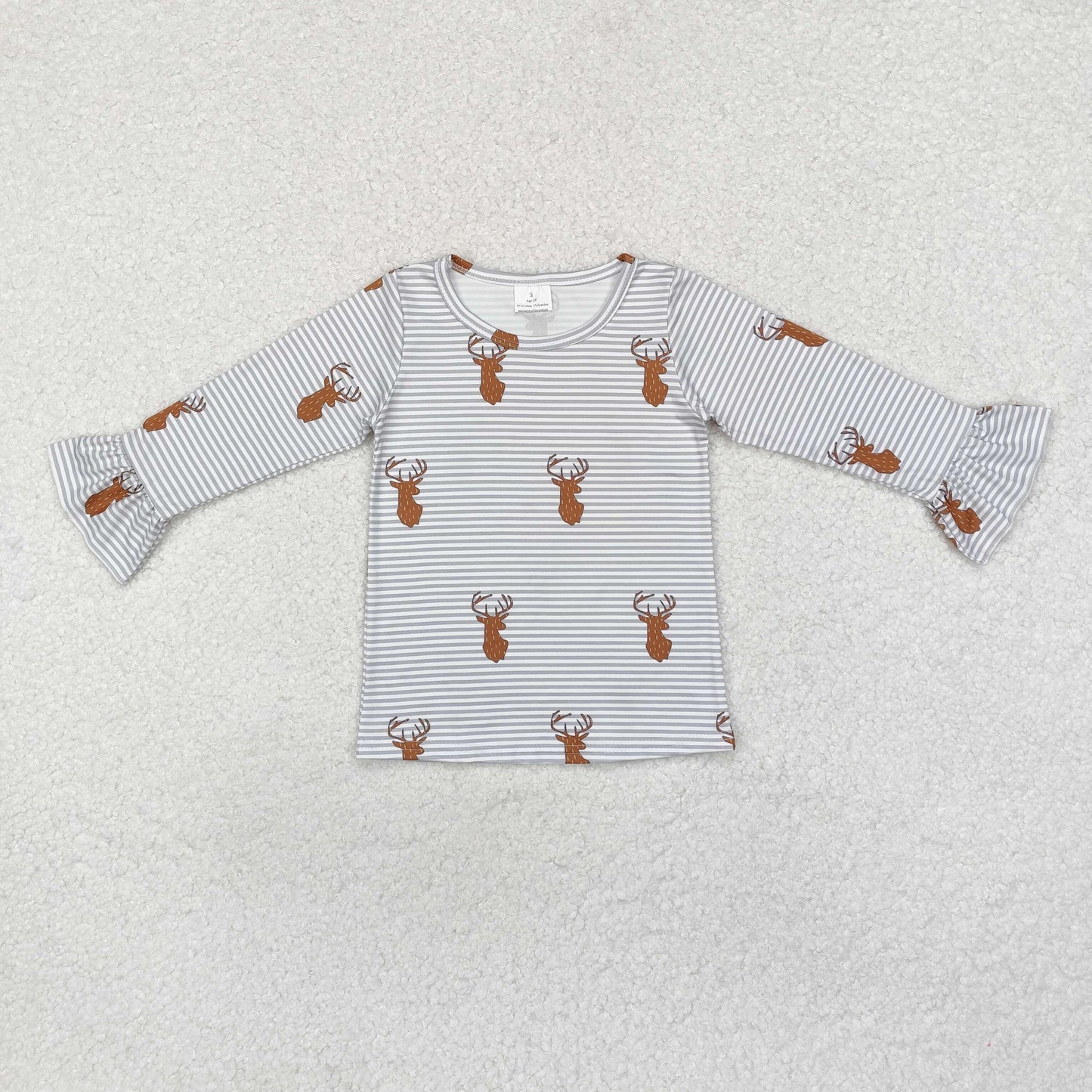 GT0739 Christmas deer  long sleeve girl top tee  202410  RTS