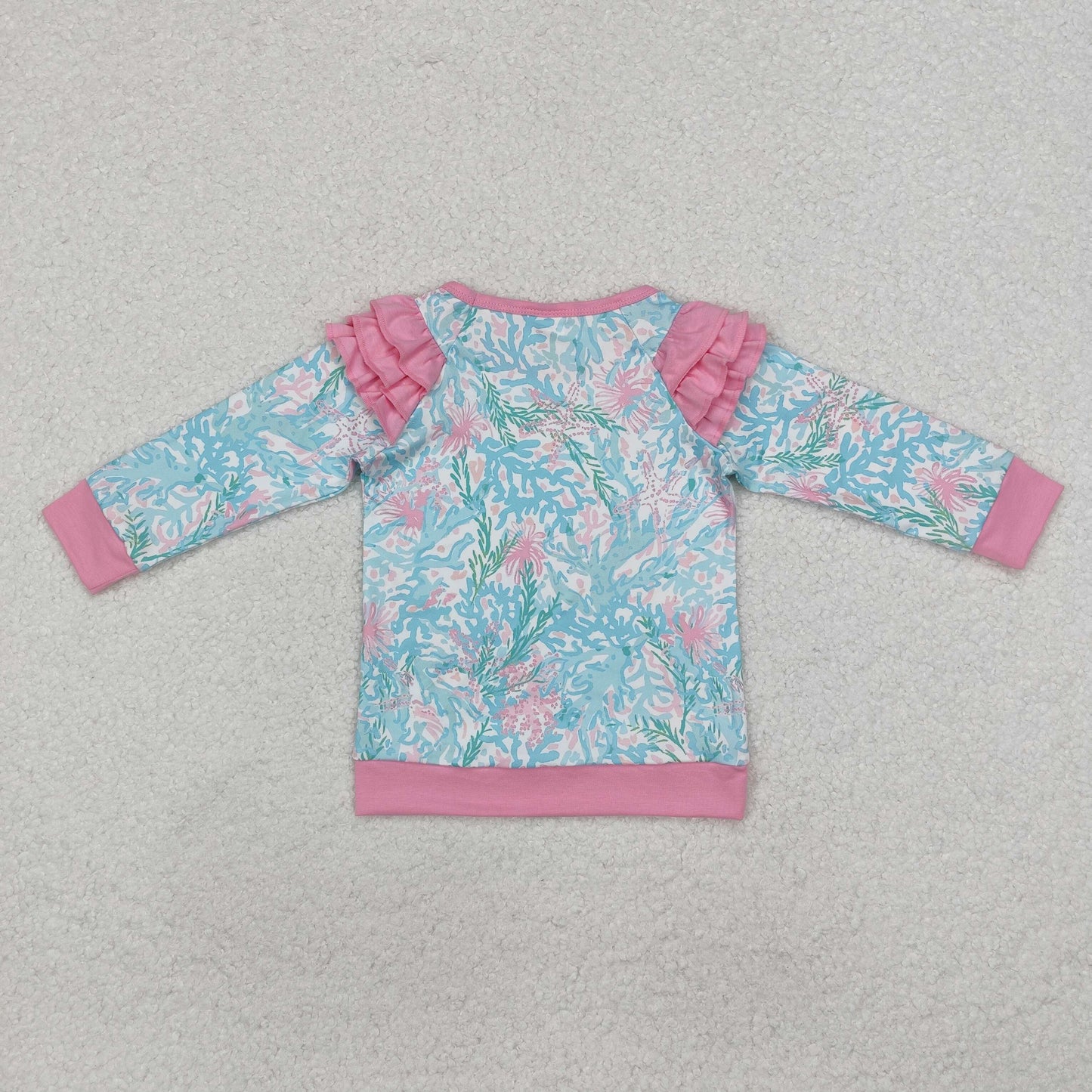 GT0763 flowers ruflle long sleeve girl top coat pullover  202411 RTS