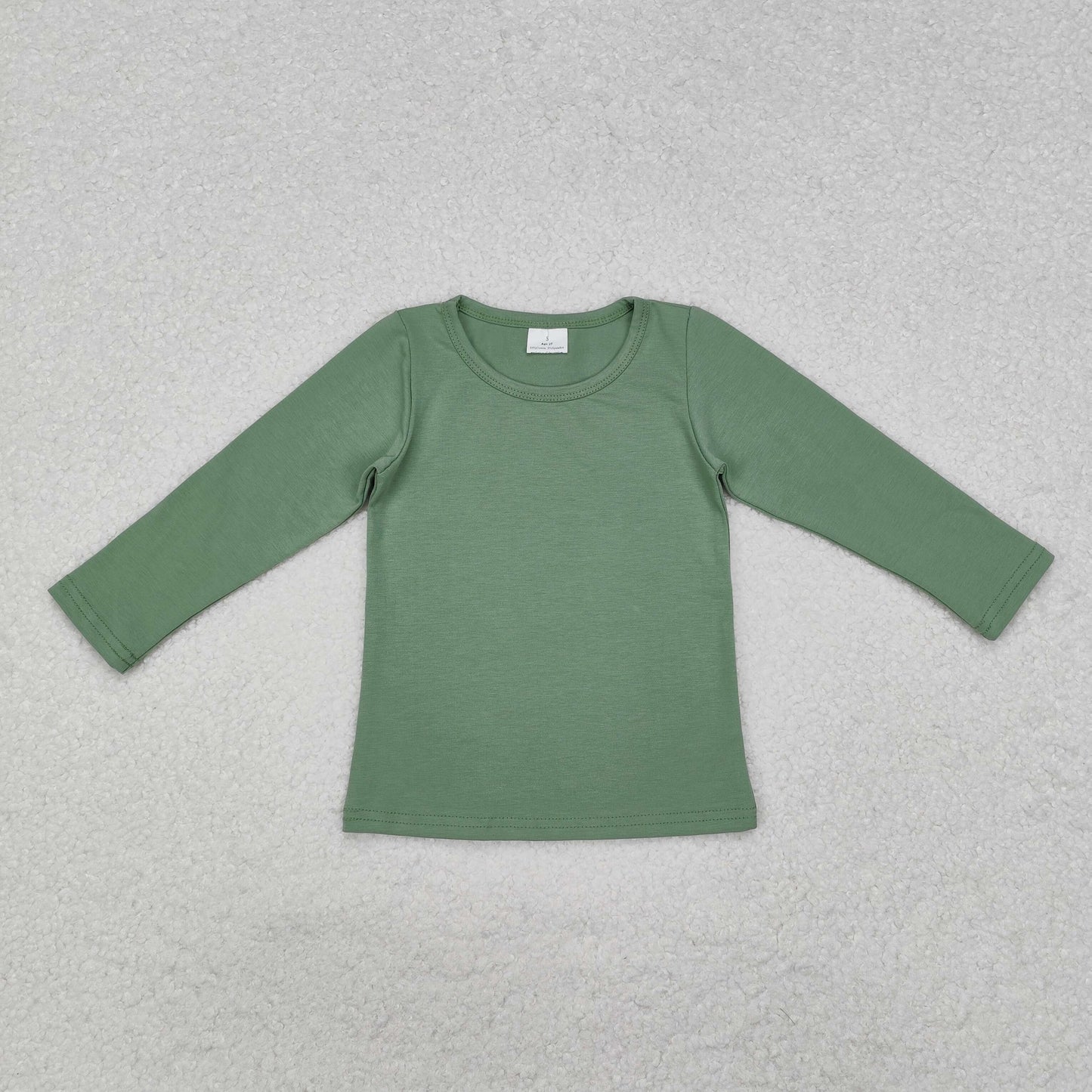 GT0804 cotton solid green  long sleeve top girl pullover 202411 RTS