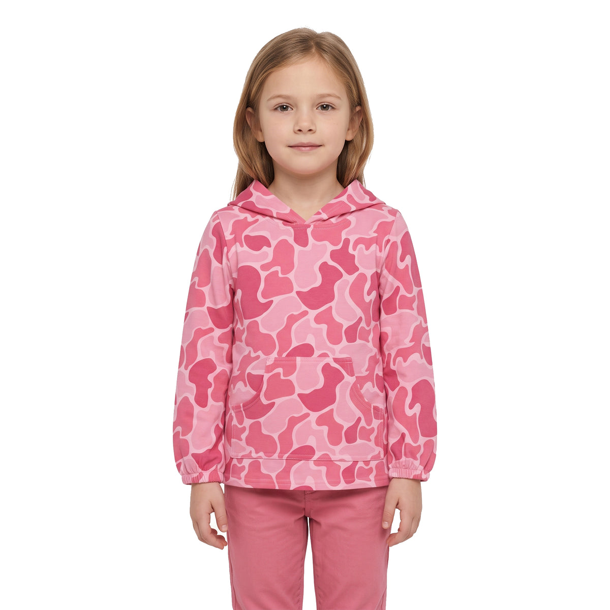NO MOQ RTS GT0866 Baby Girl Clothes Pink Camo Full Print Long Sleeve Hooded Tunic Top 202609