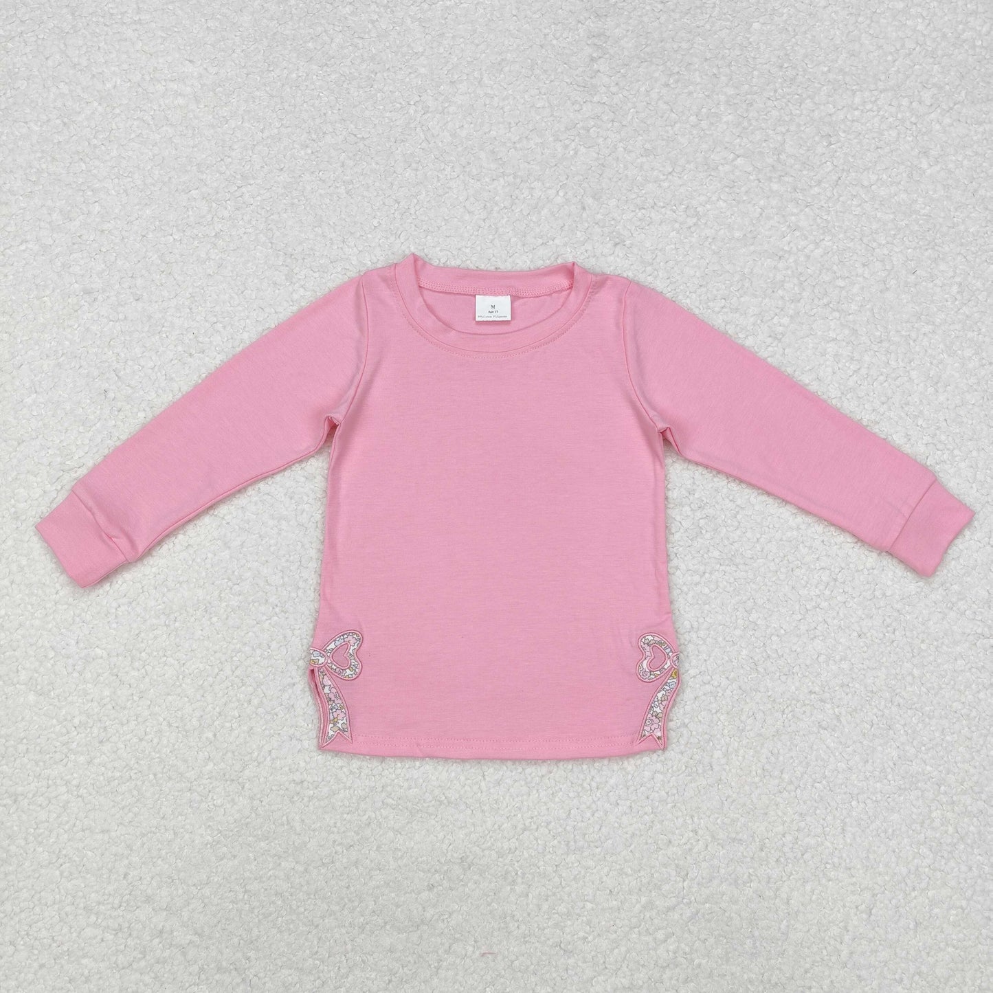 GT0872  embroidery pink bow girl top zipper shirt 202412 rts