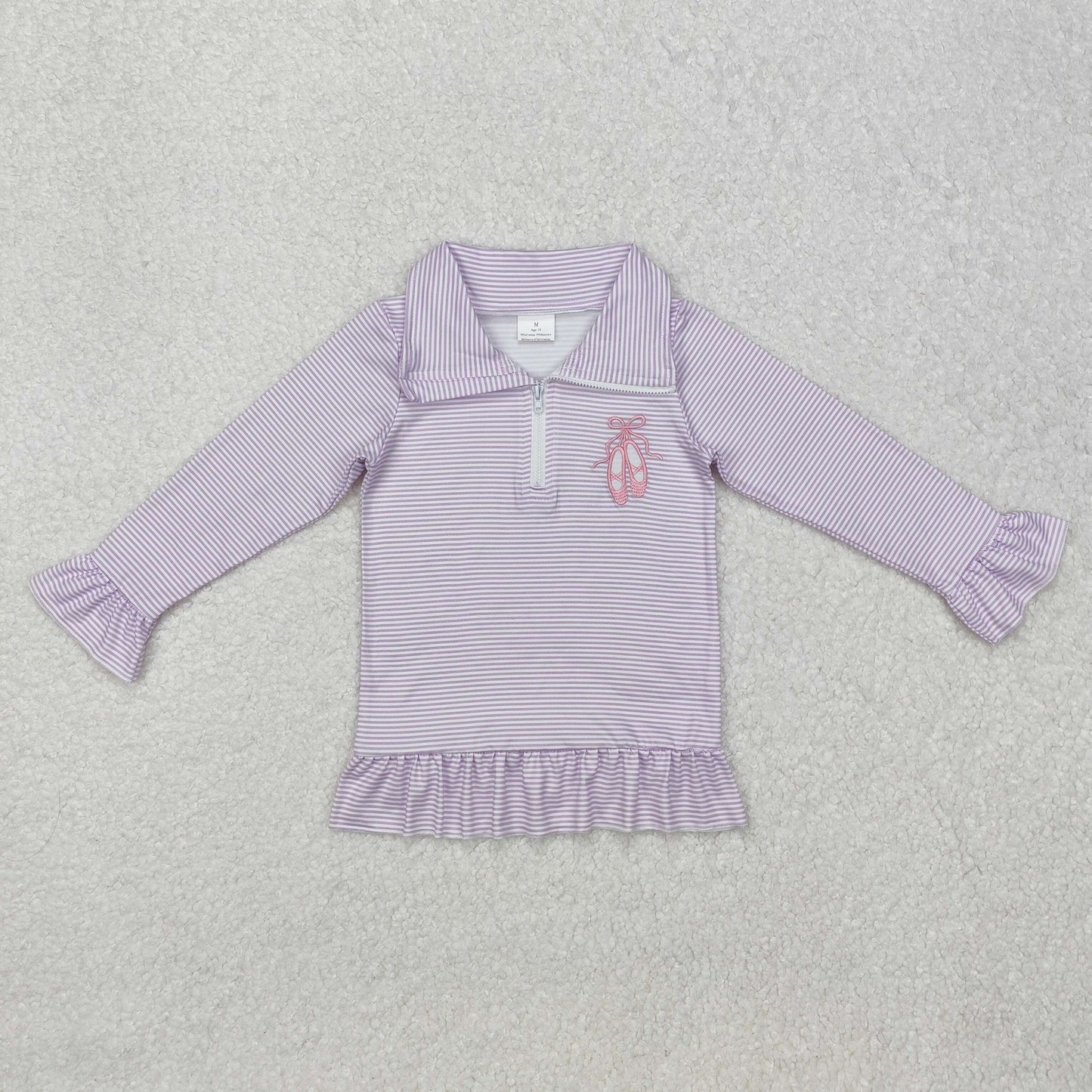 Embroidery GT0887 Piurple shoes long sleeve top girl pullover 202411 RTS