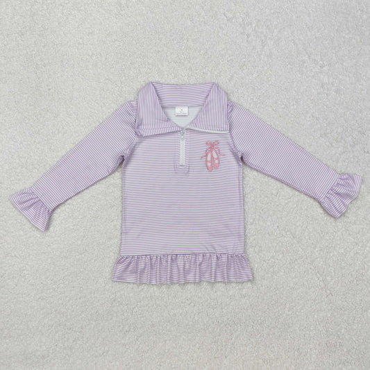 Embroidery GT0887 Piurple shoes long sleeve top girl pullover 202411 RTS