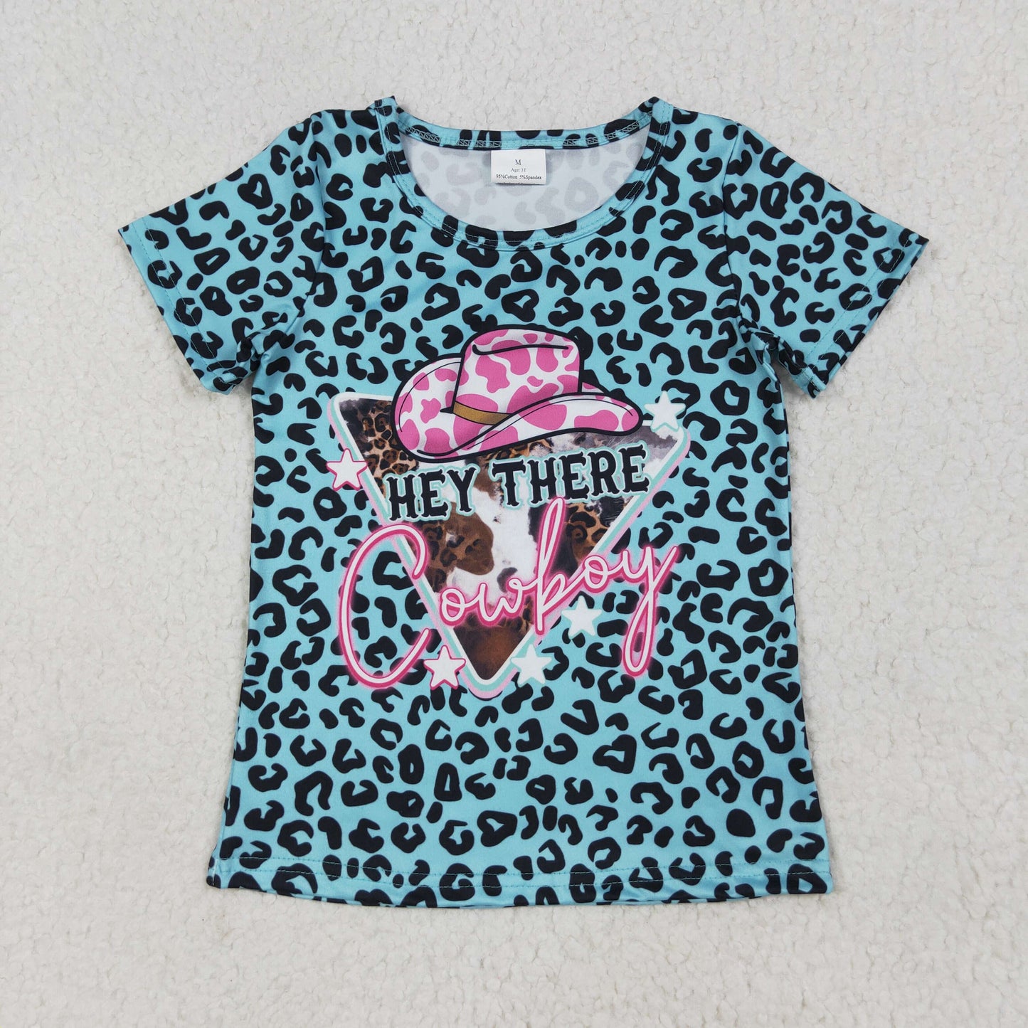 GT0934 cowboy green leopard top kids girl pullover 202506 RTS