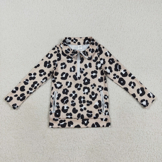 GT1072 leopard brown YOGA girl summer zipper jacket top 202508 RTS