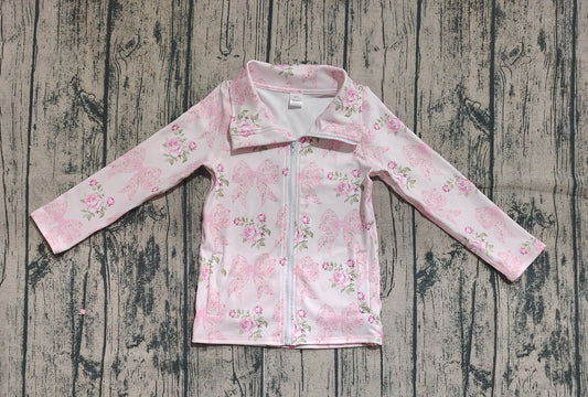 GT1075 kids yoga light pink zipper pockets long sleeve top sweater 202506 preorder