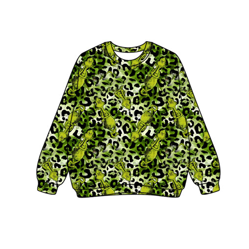 GT1129成人女 Christmas grinch women BOW adult long sleeve top mama  202507 preorder